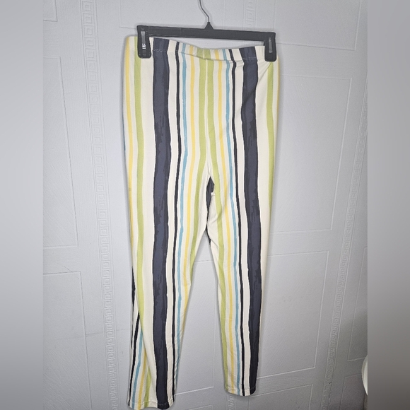Serengeti Plus 1X Blue Yellow Stripe Wide Leg Pull On Pants NWOT Coastal Grandma - Picture 1 of 10